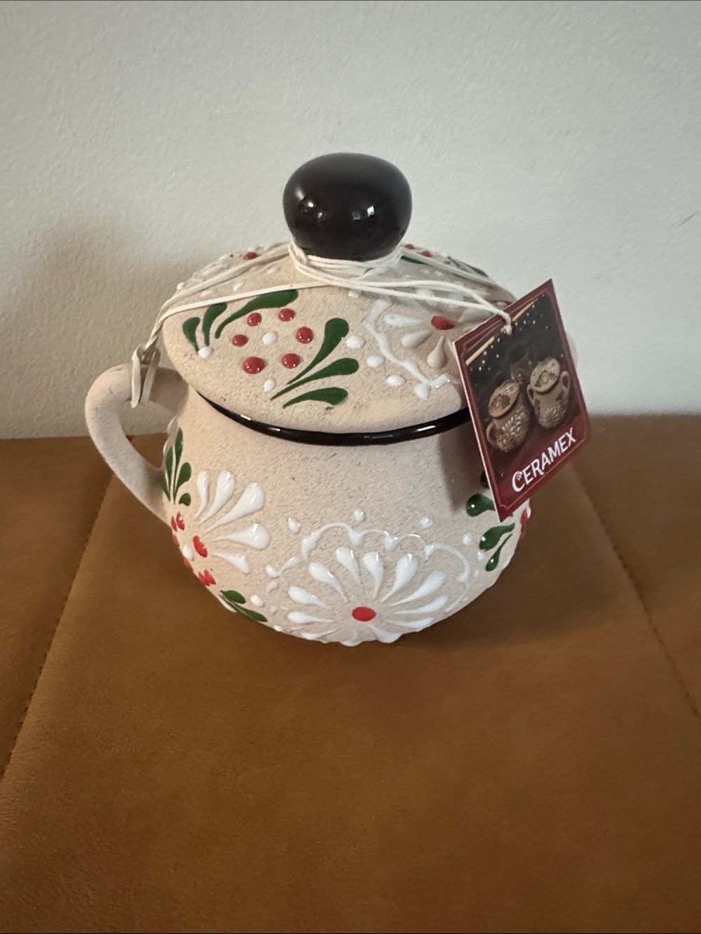 Ceramex cream Floral Ceramic Sugar Jar with Lid